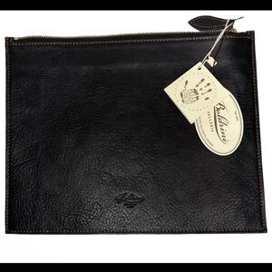 New Boldrini Italian brown zipper leather pouch 9”x12” document holder iPad case